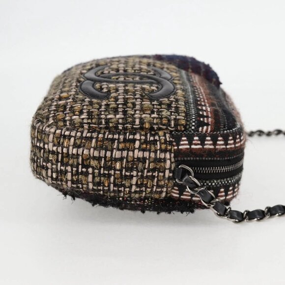 CHANEL Chain Shoulder Bag Tweed Black CC Auth - Picture 4 of 16